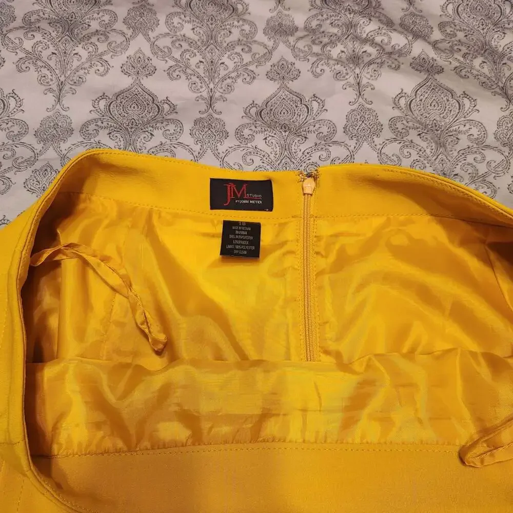 JM Studio by John Meyer Yellow Lined Mini Skirt with Front Slits Size 16